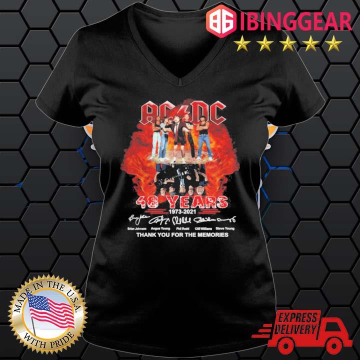 AC DC Water Reflection 48 Years 1973 2021 Thank You For The Memories Signatures Shirt Ladies den